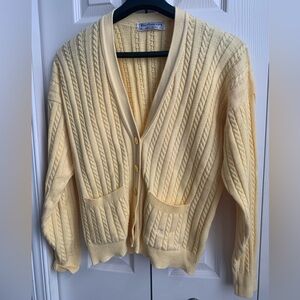 Burberry Vintage Butter Yellow Cable Knit Cardigan (SZ 38)